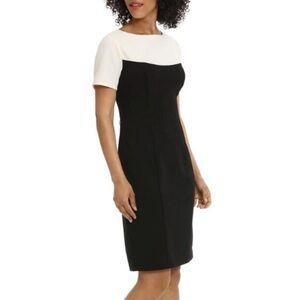 Maggy London Carly Colorblock Dress In Black and White. Size 8